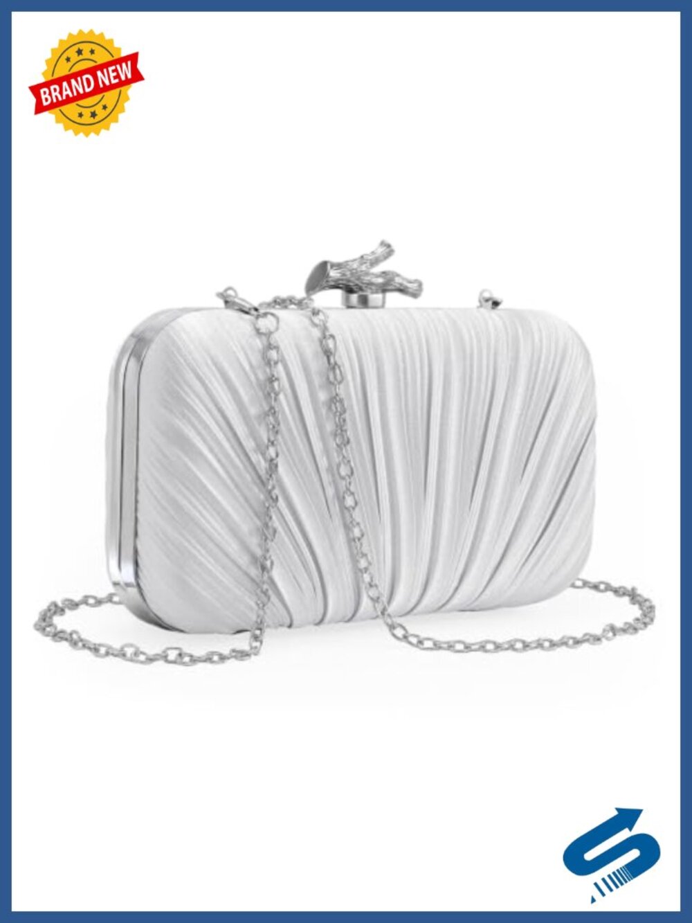 Satin Evening Clutch Bag with Detachable Chain Strap